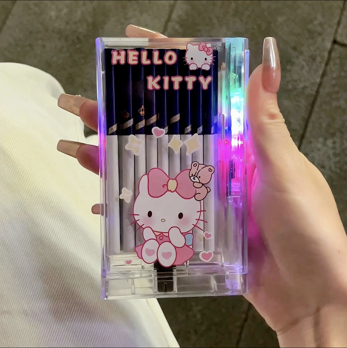 Cigarette box with rechargeable lighter, can only hold thin cigarettes